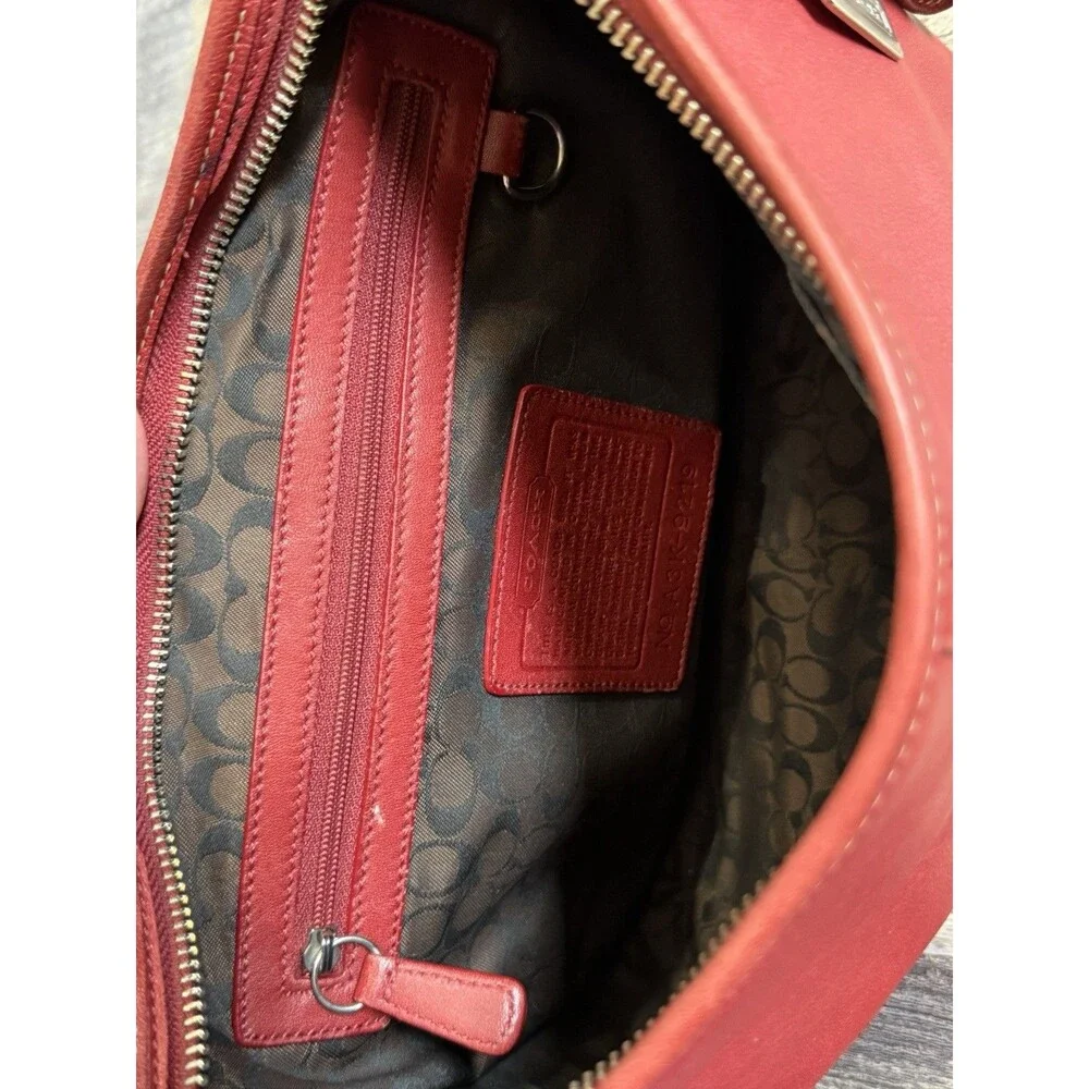 Coach Ergo 9219 Red Leather Hobo Shoulder Bag Y2K Vintage Zip Purse